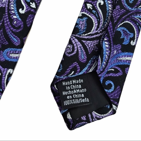 Van Heusen Blue Purple 100% Silk Tie - Picture 4 of 5